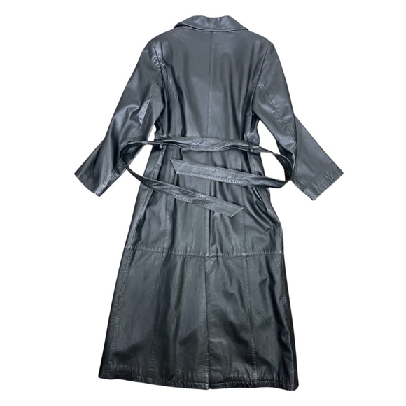 Gerard Vintage Italian Leather, Buttons/Belted Trench Coat. Black WM size 46. - Picture 2 of 10
